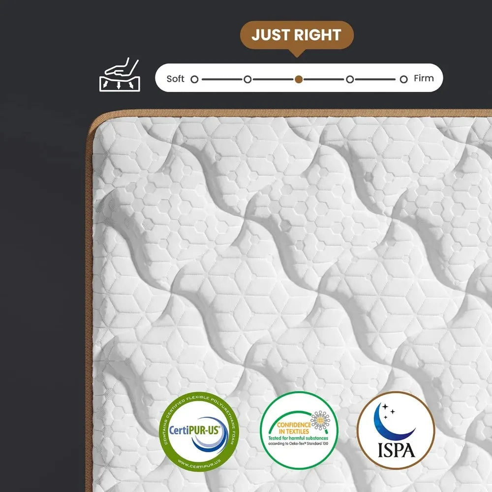 Queen Mattress 12 Inch Cooling Hybrid Bed in a Box 7-Zones Individual Pocket Spring