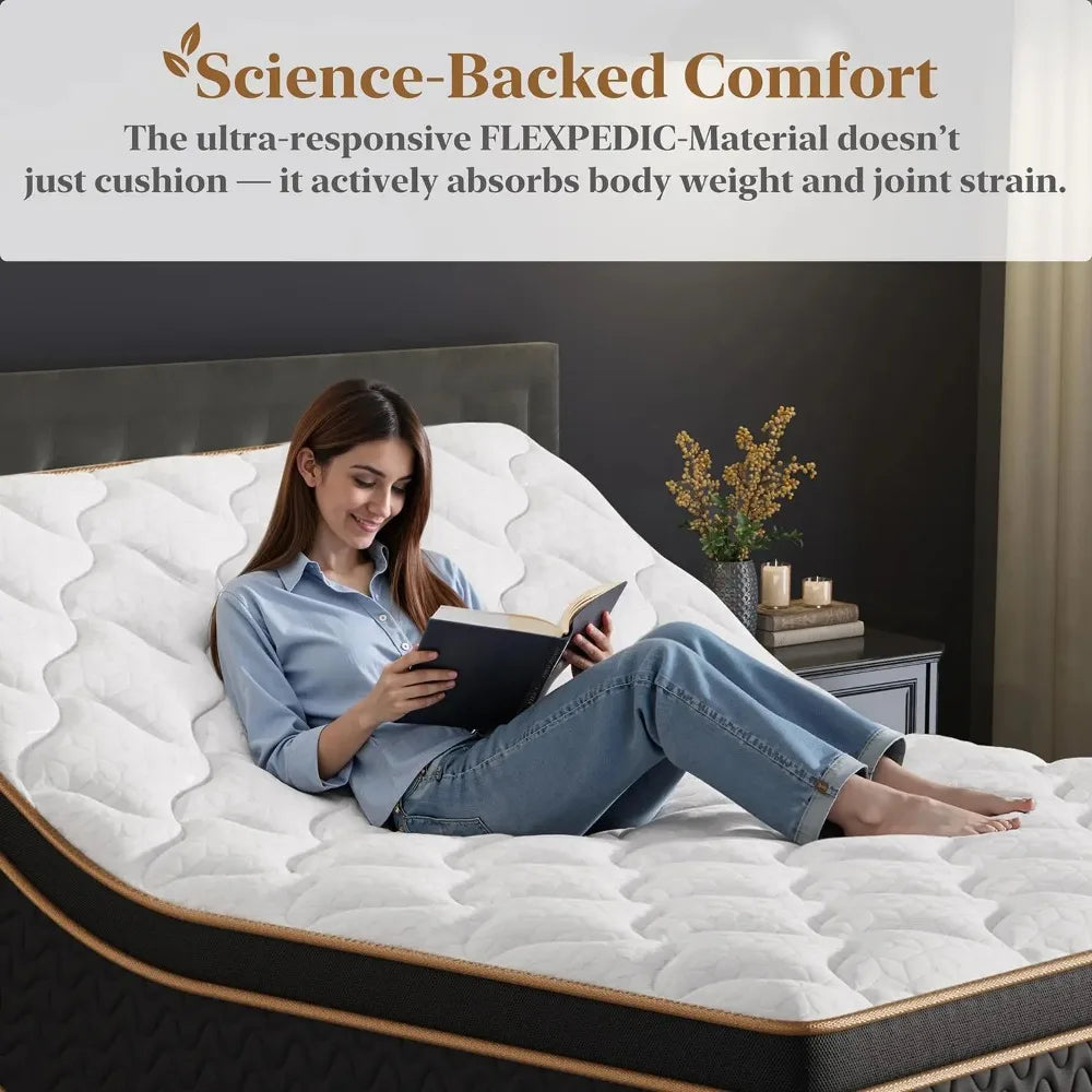 Queen Mattress 12 Inch Cooling Hybrid Bed in a Box 7-Zones Individual Pocket Spring