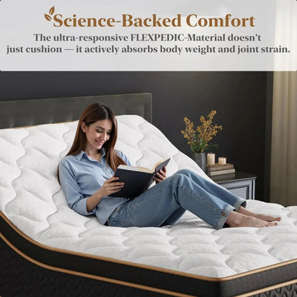 Queen Mattress 12 Inch Cooling Hybrid Bed in a Box 7-Zones Individual Pocket Spring